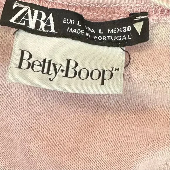 2/$30 Zara Limited Edition Betty Boop Hollywood Cotton Tee Pink Size L - Picture 8 of 9